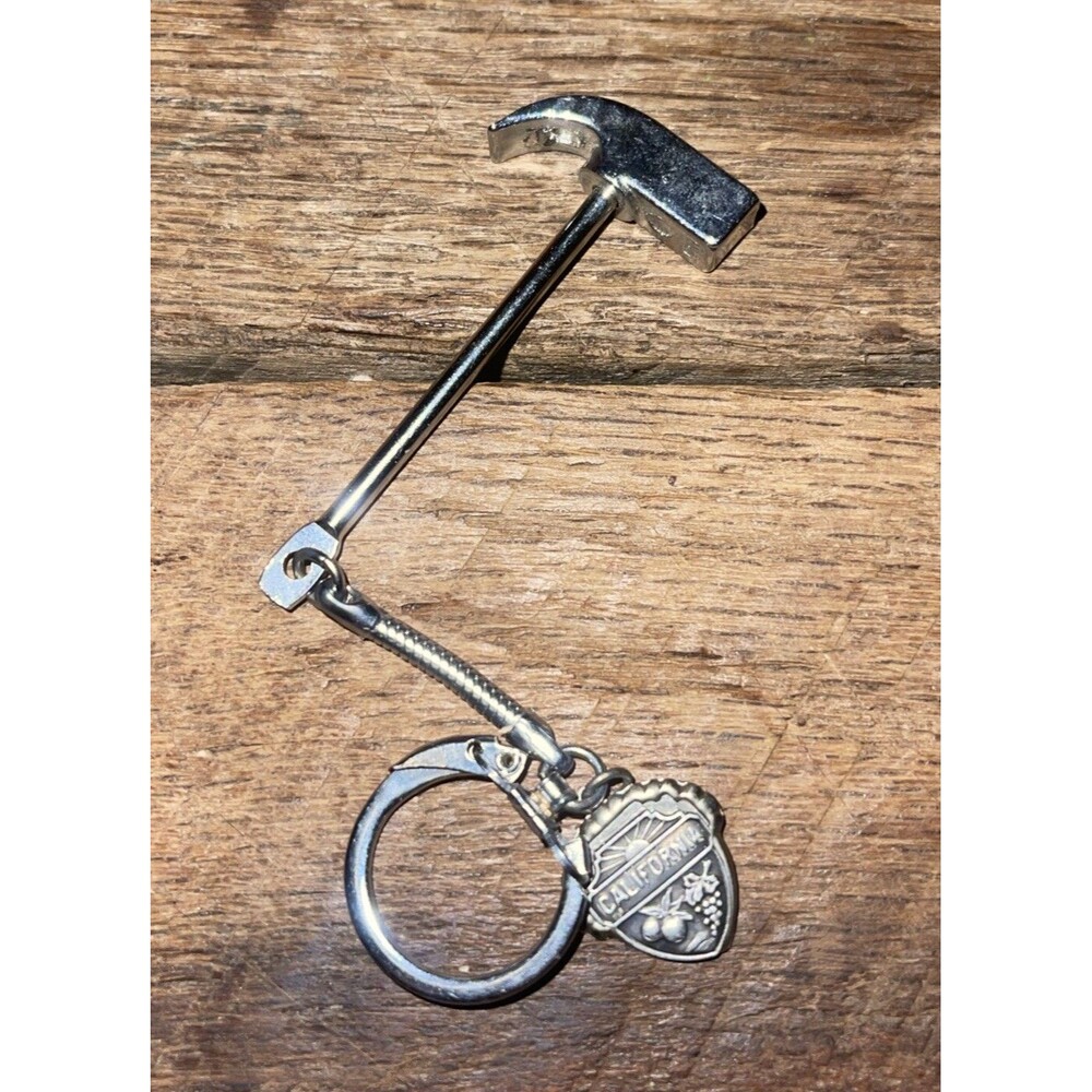 Vintage Mini Hammer Key Ring Small Hammer Keychain - California Souvenir - Japan